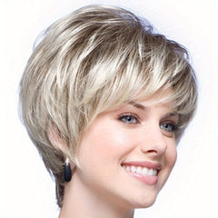 Short Pixie Cut Synthetic Wig With Bangs Natural Looking