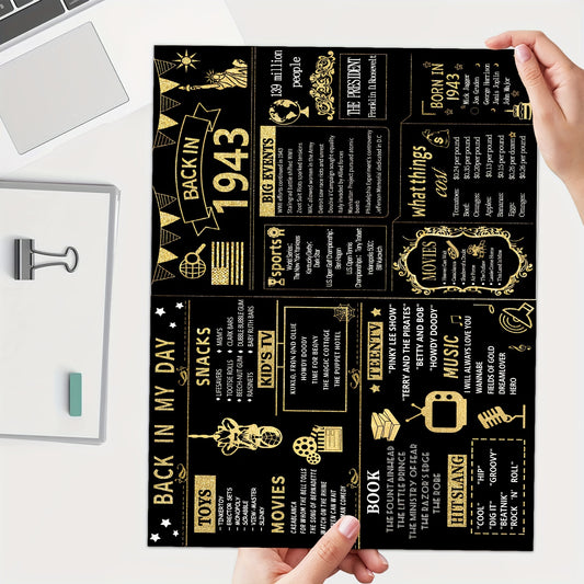 80th Birthday Poster - Back to 1943 Vintage Home Decor