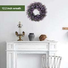 12 2'' Artificial Plum Purple Wreath Front Door Home Decoration