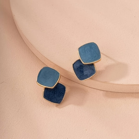 Square Epoxy Earrings 18K Plated Ear Jewelry For Women Girls