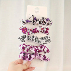 5pcs Halloween Scrunchies Satin Hair Rope Elastic Ponytail Holder