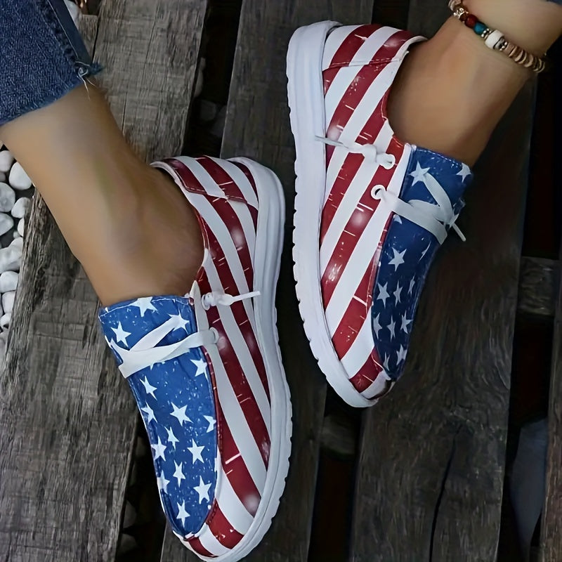 Women's Flag Pattern Canvas Slip-On Loafers