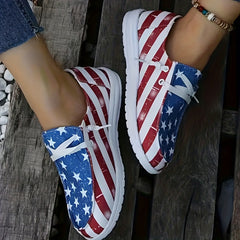Women's Flag Pattern Canvas Slip-On Loafers