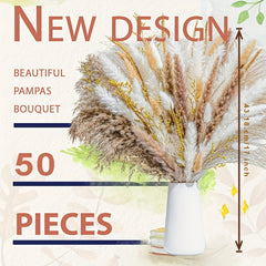 50pcs Natural Pampas Grass Bouquet Boho & Western Wedding Decor