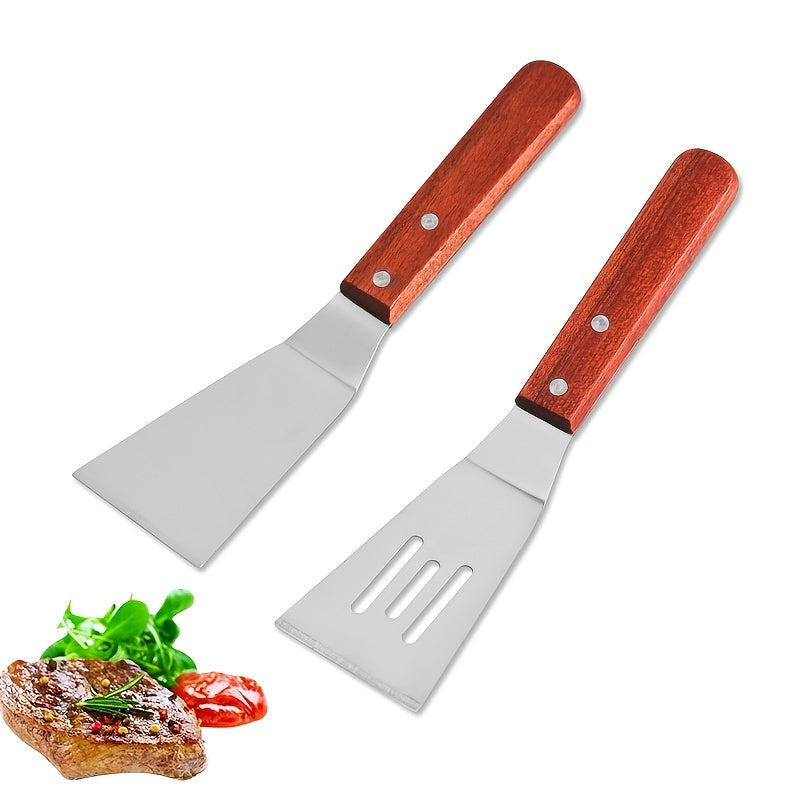 Small Stainless Steel Spatula with Wooden Handle