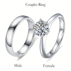 Men's Silver Stainless Steel Zircon Ring Set