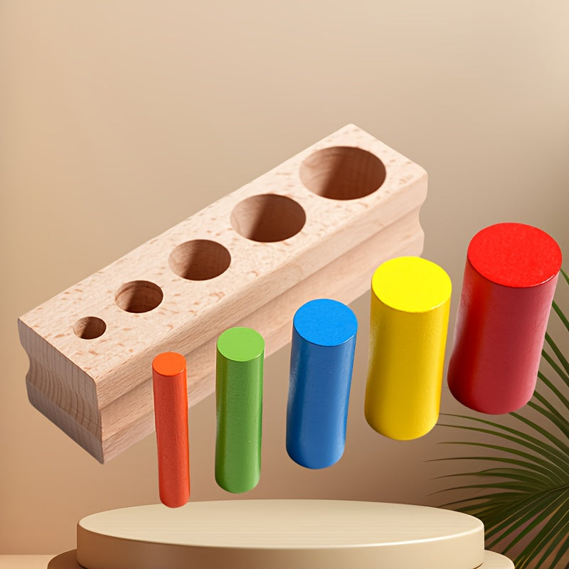 Colorful 5 Peg Cylinder Shape Sorting Toy