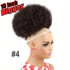 Large Drawstring Bag African American Puff Chignon Hair Bun Silky