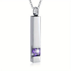 Custom Birthstone Cube Cremation Necklace for Ashes