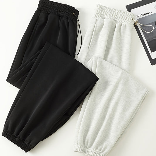 2pcs Elastic Waist Sports Pants with Pocket Women's Activewear