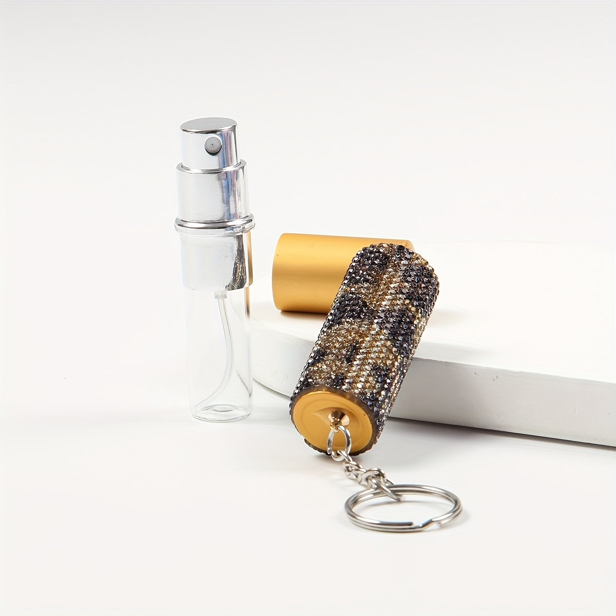 1PC Rhinestone Perfume Bottle Keychain 10ml