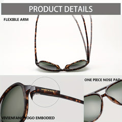 VIVIENFANG Retro Polarized Aviator Sunglasses Mens Vintage
