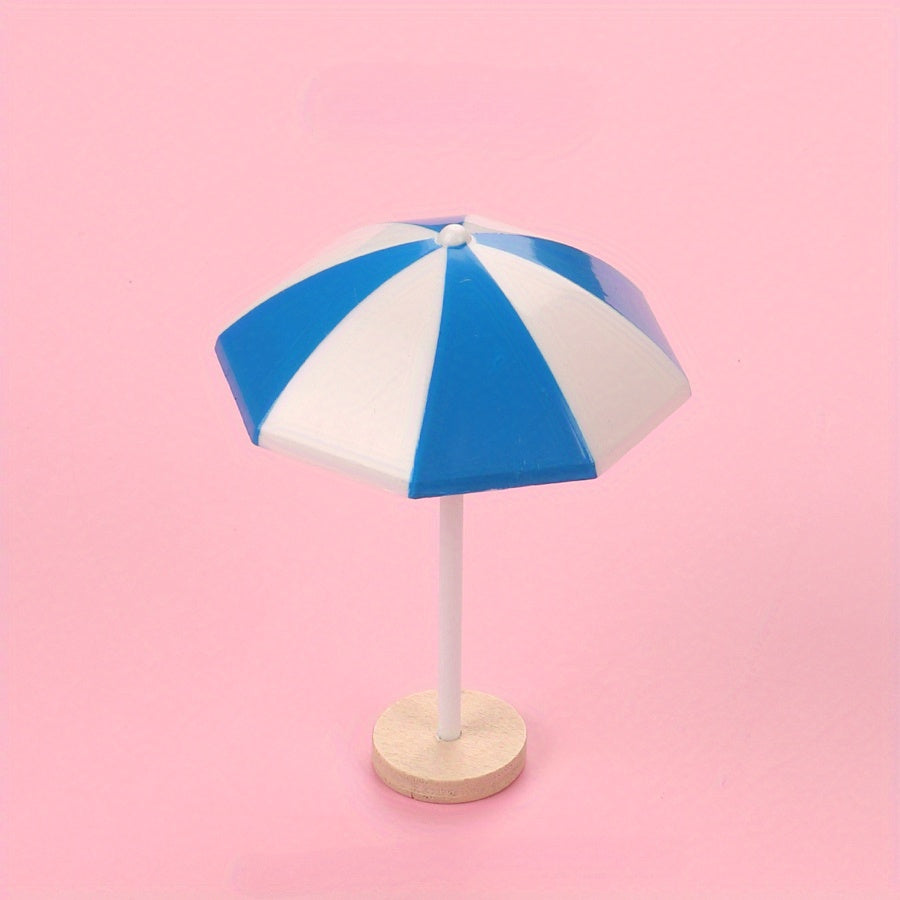 1:12 Scale Yellow Beach Umbrella Set with Wooden Stands