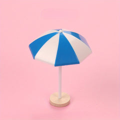 1:12 Scale Yellow Beach Umbrella Set with Wooden Stands