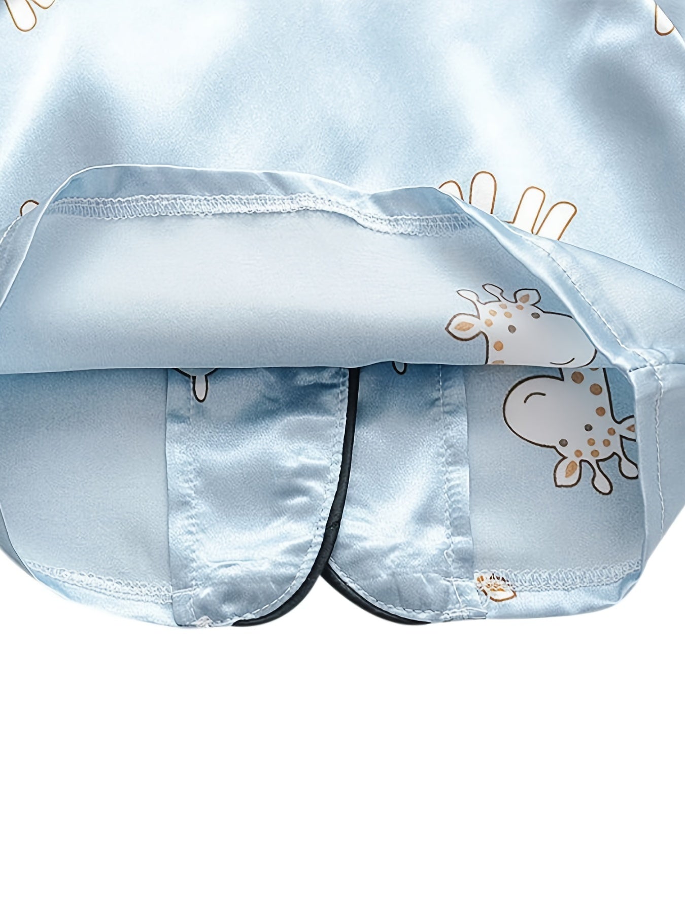 Giraffe Pattern Family Pajamas V-Neck Top & Shorts Set