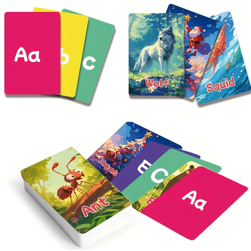 26pcs Double Sided Alphabet Flash Cards Uppercase & Lowercase Letters Phonics