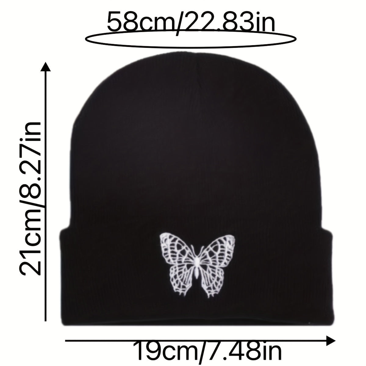 Butterfly Embroidery Knitted Hat Ski Outdoor Warm Hat