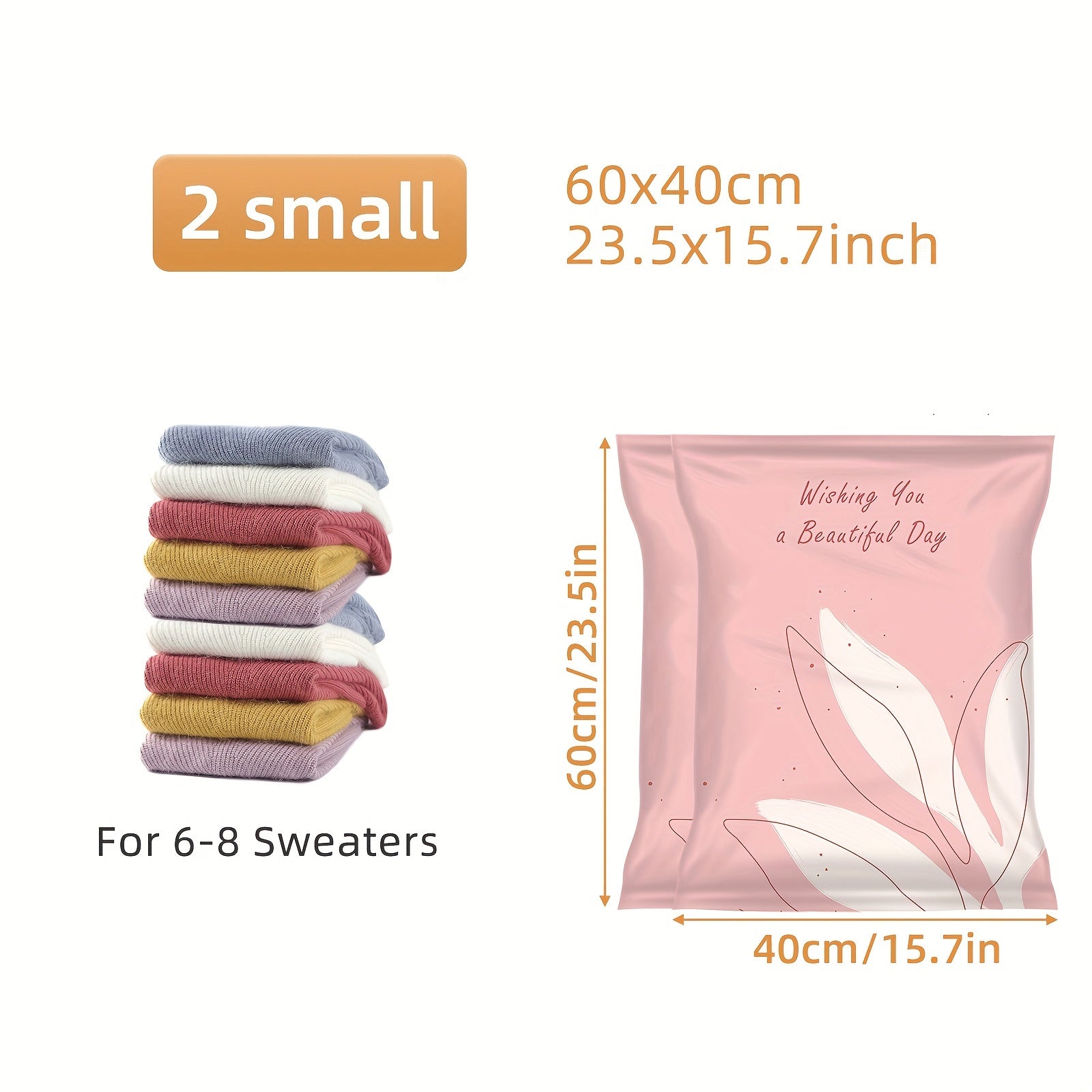 2pcs Vacuum Compression Storage Bags for Clothes Blankets Shirts Household