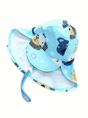 Boys' Cartoon Animal Print Swimsuit Zip Up Short Sleeves
