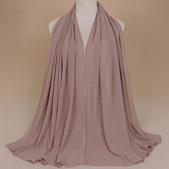 Chiffon Glitter Chain Bandana Scarf Lightweight Solid Hijab Scarf