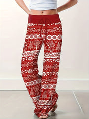  Boho Pants Women's Plus Allover Print Wide Leg Trousers