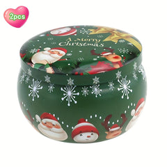 2pcs Iron Box Fragrance Candle Jar Round Tin Flower Tea Candy Box