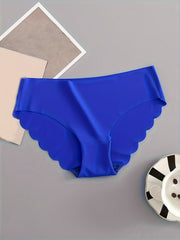 5 Pcs Seamless Briefs Wave Trim Panties Women's Underwear