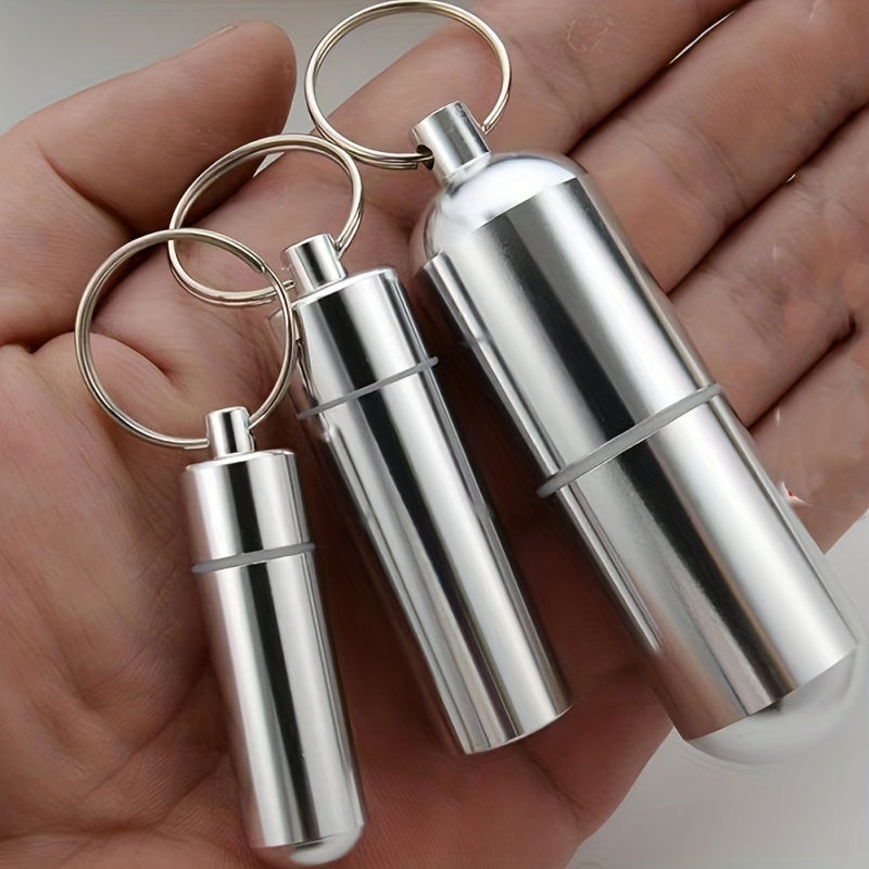 Waterproof Stainless Steel Pill Case Keychain