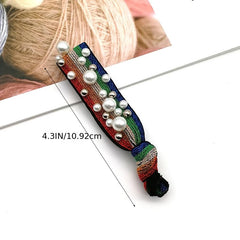 2pcs Leopard Print Rainbow Pearl Rhinestone Hair Tie Scrunchie Hair Accessories
