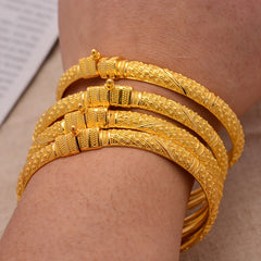 1 Pc Golden Bangle Bracelet 24K Plated Copper Hand Jewelry Decor