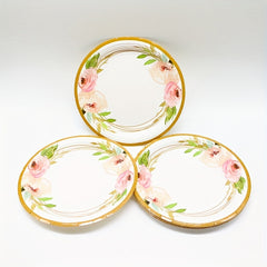 Camellia Floral Party Dinnerware 17" Paper Plates (12/16/20Pcs)