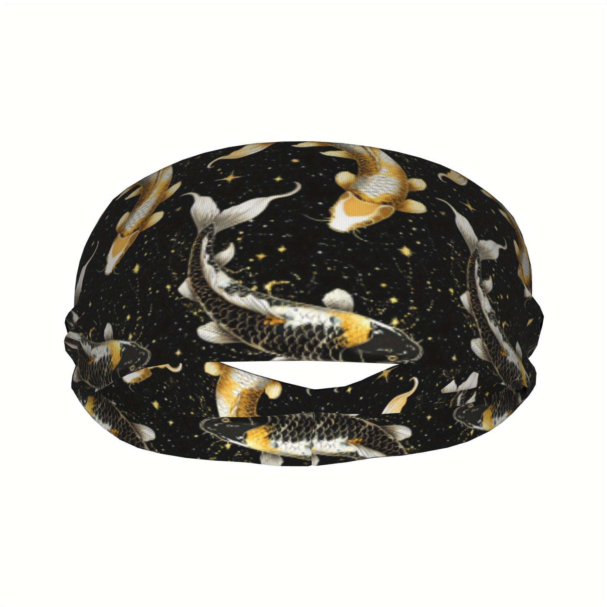 Koi Fish Sports Headband Sweat Wicking Breathable Polyester with Stars