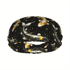 Koi Fish Sports Headband Sweat Wicking Breathable Polyester with Stars