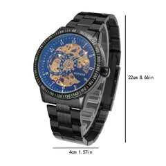 Transparent Bottom Automatic Mechanical Watch Steel Band