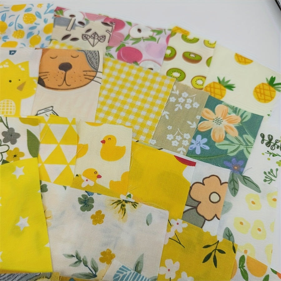 50pcs Yellow Patchwork Fabric for DIY Doll Clothes Sewing Supplies