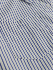  Stripe Print Button Up Long Sleeve Blouse