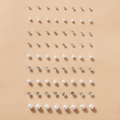 36 Pairs Faux Pearl Crystal Stud Earrings Set - Daily Decor Jewelry