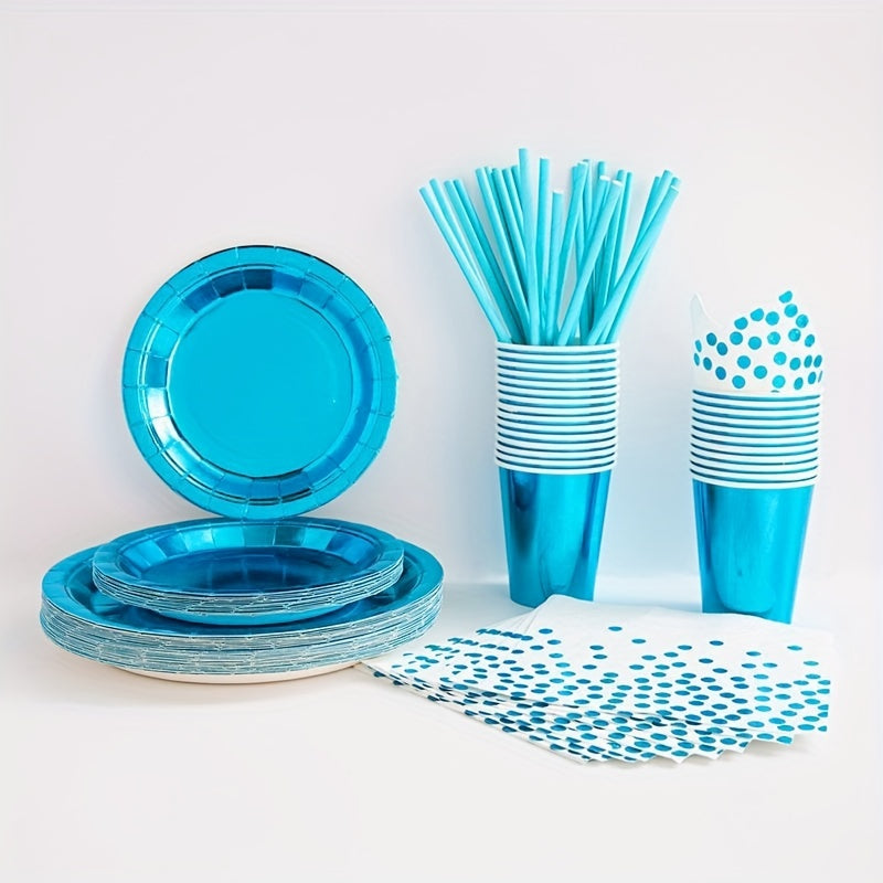 10pcs Bronzing Theme Party Tableware Disposable Cups Plates Tablecloth