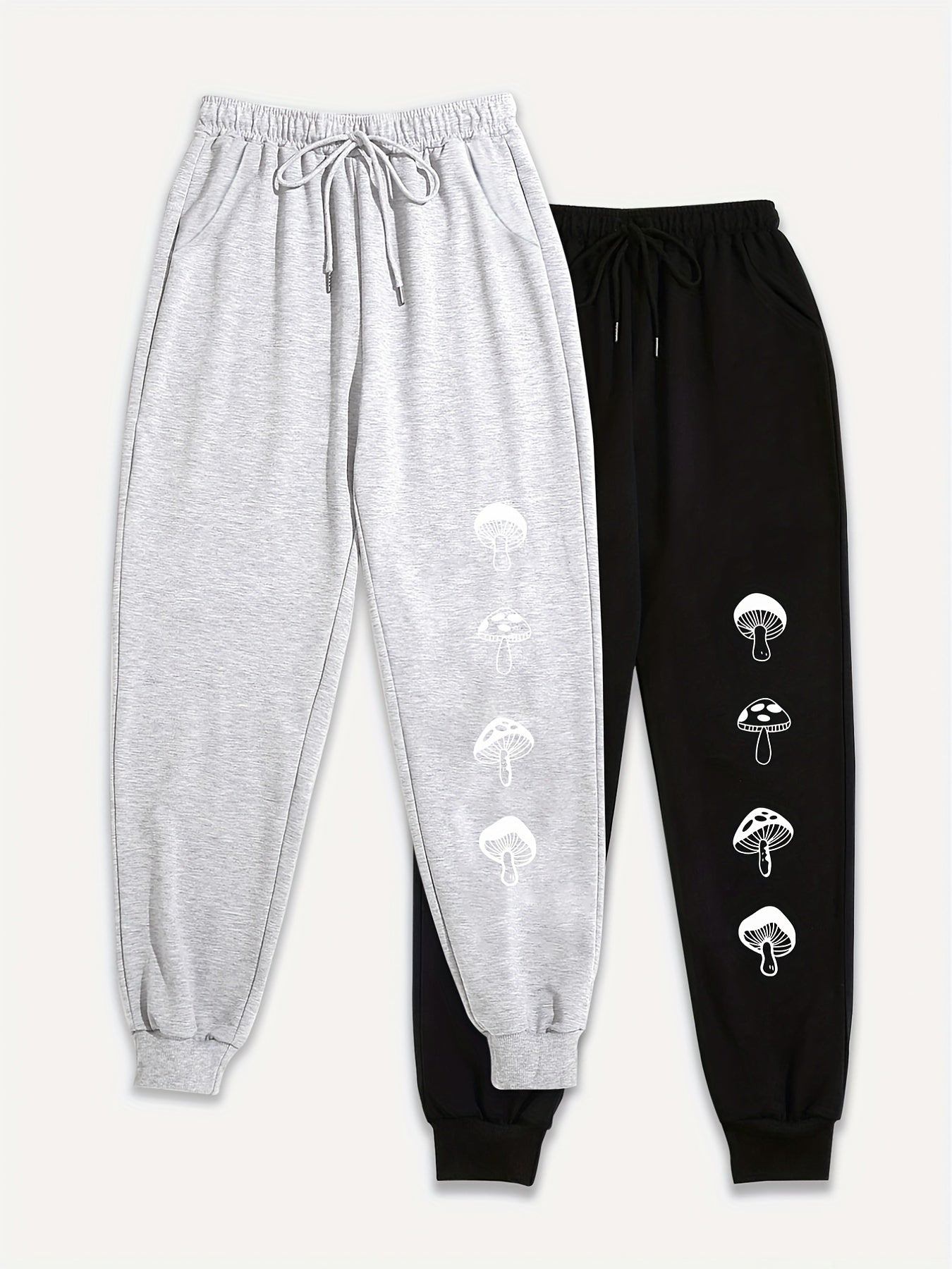 2 Pack Women's Plus Mushroom Print Joggers Set