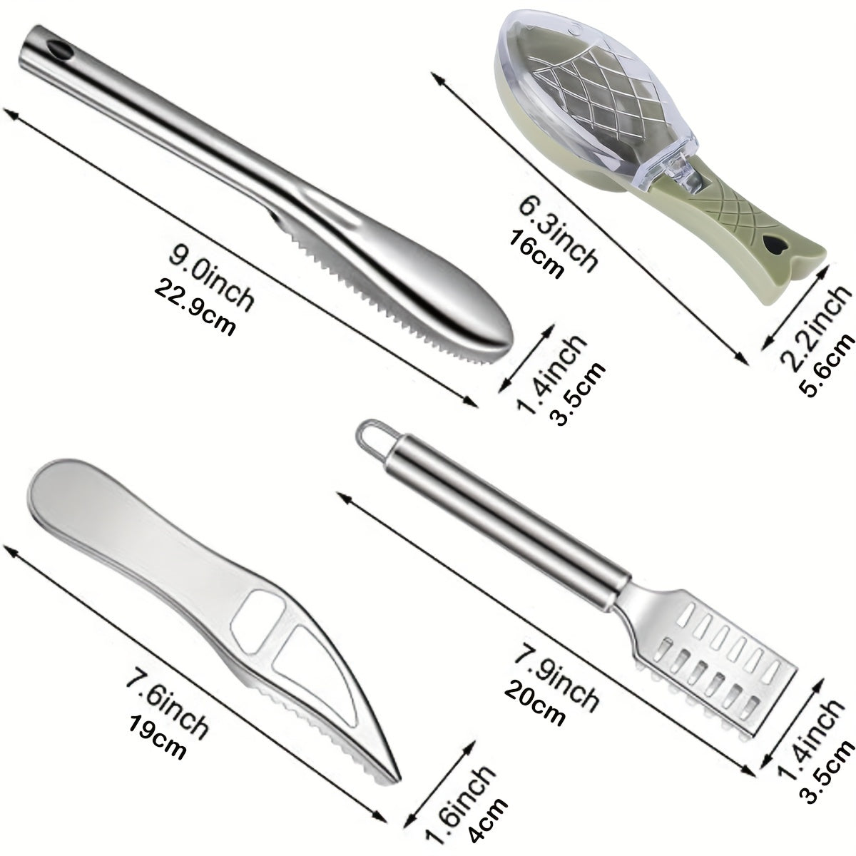 4pcs Stainless Steel Fish Scale Remover Fish Scaler Brush Fish Scaler Cleaner