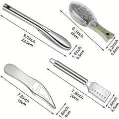 4pcs Stainless Steel Fish Scale Remover Fish Scaler Brush Fish Scaler Cleaner