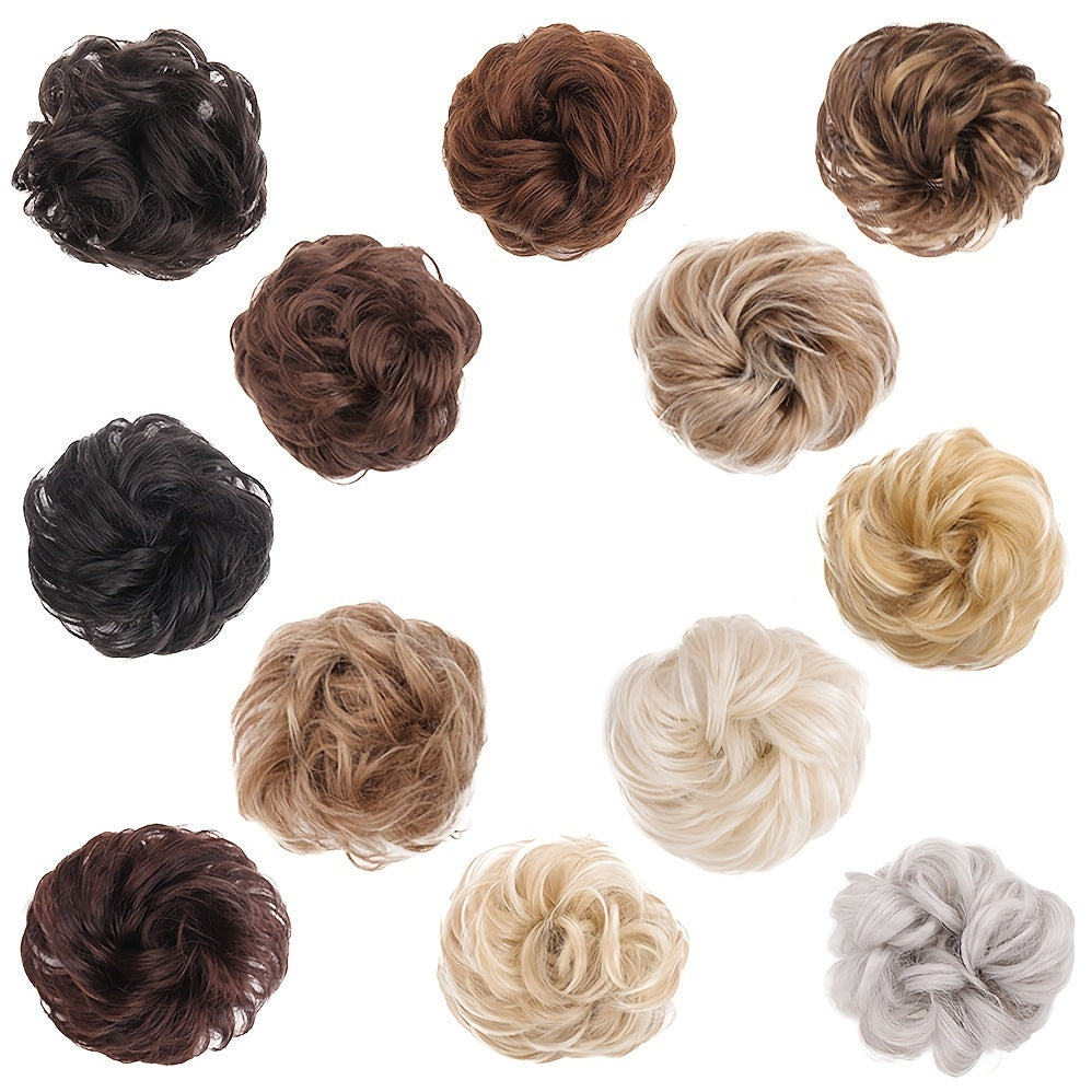 Curly Synthetic Bun Hair Extensions Elastic Donut Ponytail