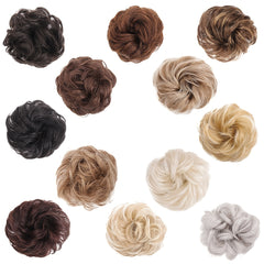 Curly Synthetic Bun Hair Extensions Elastic Donut Ponytail