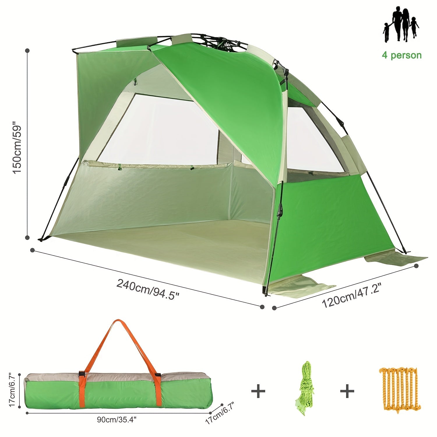 Portable 3 Person Beach Tent for Family Outings