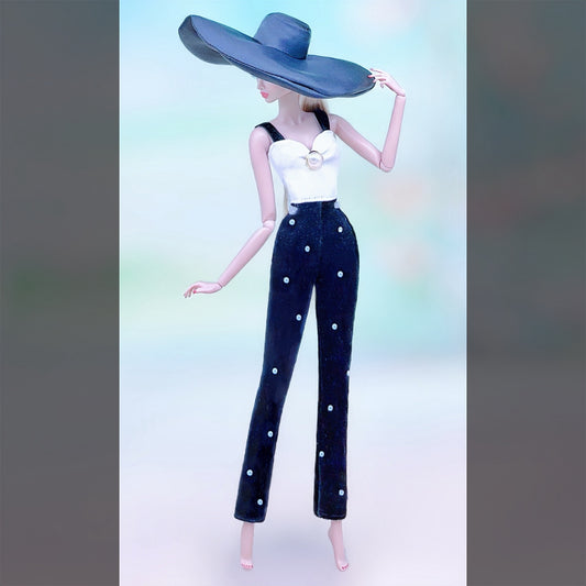 Wide Leg Trousers and Top Outfit for 1:6 Scale Dolls, Doll Dress Accessories