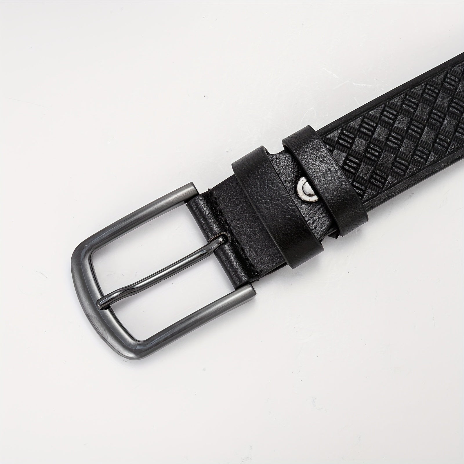 Geometric Embossed Square Buckle Belt Men's Casual Sports Belt