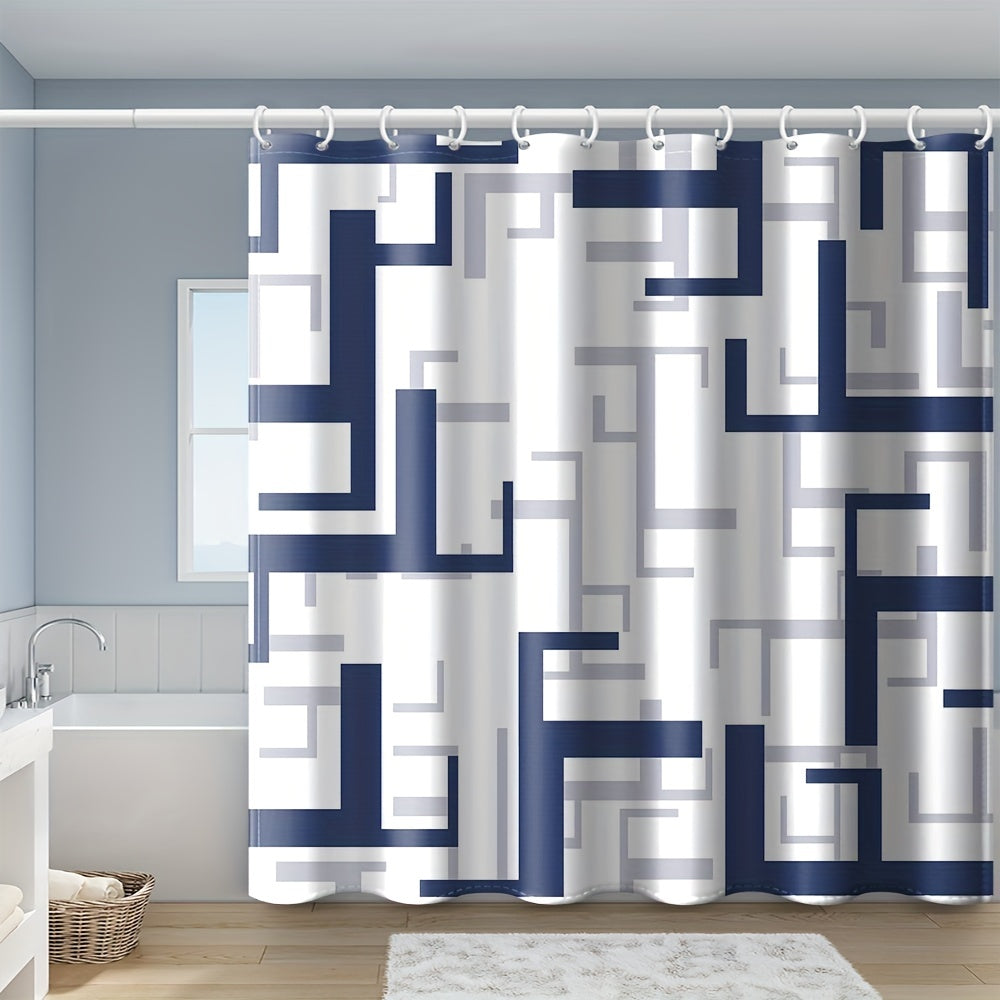 Geometric Stitching Pattern Shower Curtain Modern Decor