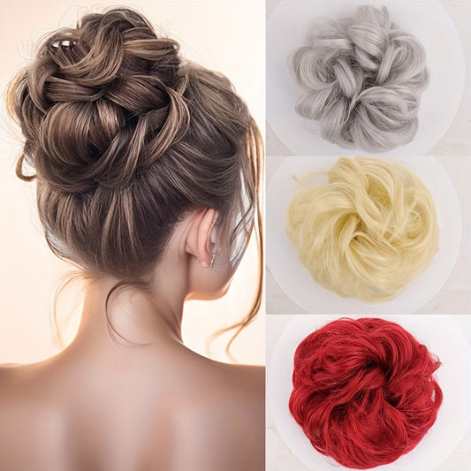 Messy Hair Bun Extensions Curly Wavy Chignon Scrunchy Updo Hairpiece