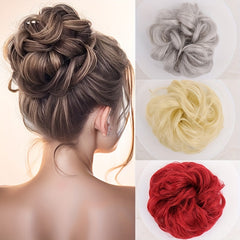 Messy Hair Bun Extensions Curly Wavy Chignon Scrunchy Updo Hairpiece