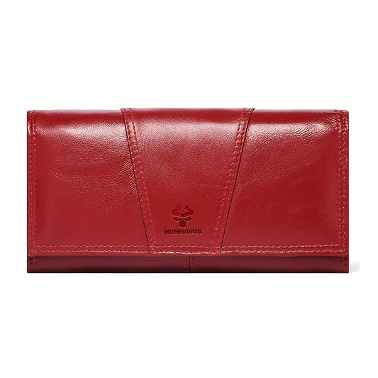 RFID Blocking Women's Travel Wallet Snap Closure Red